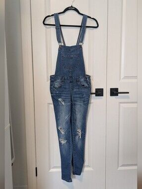 Distressed Denim Overalls